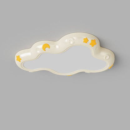 Modern Minimalist Cream-Toned Clouds Iron Resin ABS LED Flush Mount Ceiling Light For Bedroom