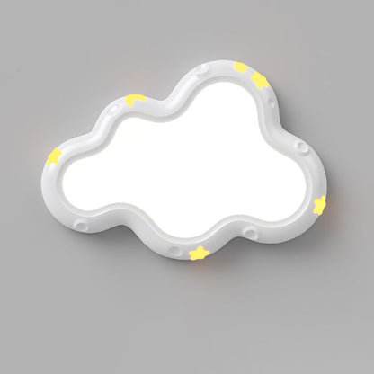 Modern Minimalist Cream-Toned Clouds Iron Resin ABS LED Flush Mount Ceiling Light For Bedroom