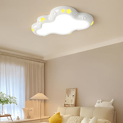 Modern Minimalist Cream-Toned Clouds Iron Resin ABS LED Flush Mount Ceiling Light For Bedroom