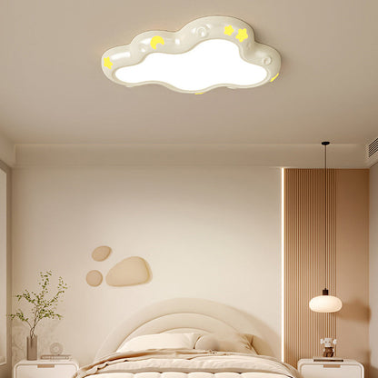 Modern Minimalist Cream-Toned Clouds Iron Resin ABS LED Flush Mount Ceiling Light For Bedroom