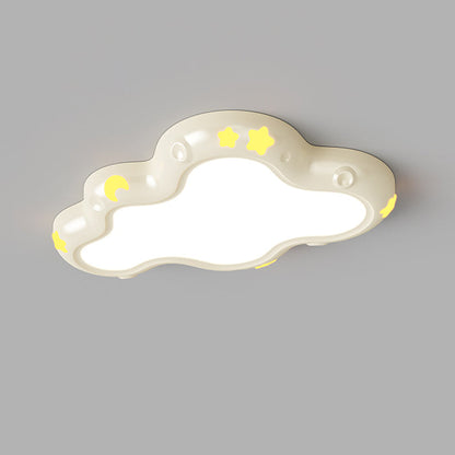 Modern Minimalist Cream-Toned Clouds Iron Resin ABS LED Flush Mount Ceiling Light For Bedroom
