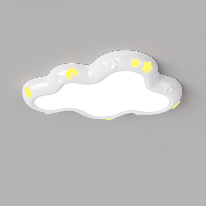 Modern Minimalist Cream-Toned Clouds Iron Resin ABS LED Flush Mount Ceiling Light For Bedroom