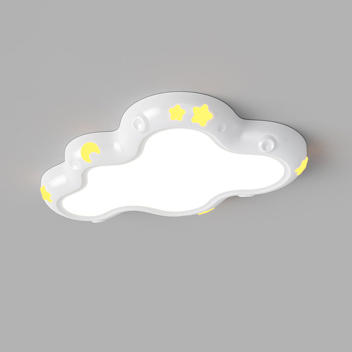 Modern Minimalist Cream-Toned Clouds Iron Resin ABS LED Flush Mount Ceiling Light For Bedroom