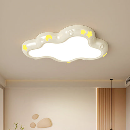 Modern Minimalist Cream-Toned Clouds Iron Resin ABS LED Flush Mount Ceiling Light For Bedroom