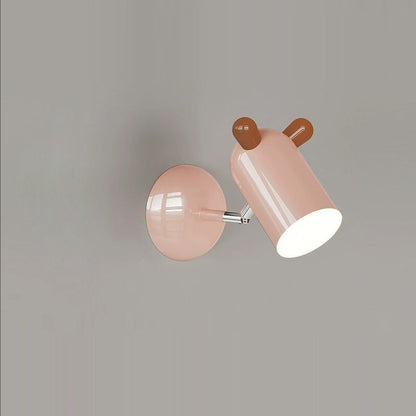 Modern Minimalist Kids Cute Cylinder Shade Iron Acrylic LED Wall Sconce Lamp For Bedroom