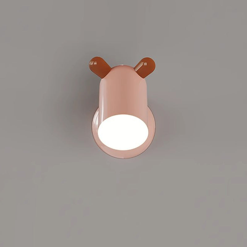 Modern Minimalist Kids Cute Cylinder Shade Iron Acrylic LED Wall Sconce Lamp For Bedroom
