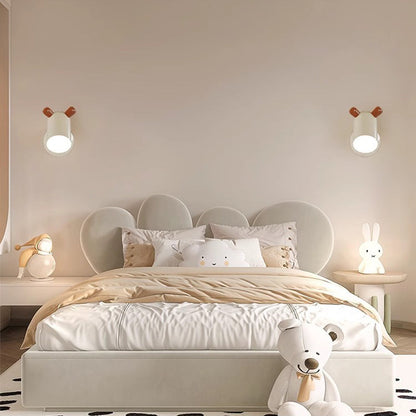 Modern Minimalist Kids Cute Cylinder Shade Iron Acrylic LED Wall Sconce Lamp For Bedroom