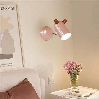 Modern Minimalist Kids Cute Cylinder Shade Iron Acrylic LED Wall Sconce Lamp For Bedroom