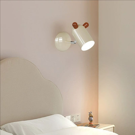 Modern Minimalist Kids Cute Cylinder Shade Iron Acrylic LED Wall Sconce Lamp For Bedroom