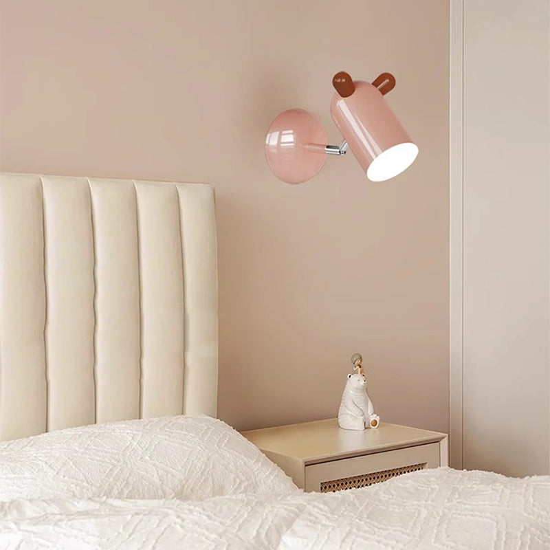 Modern Minimalist Kids Cute Cylinder Shade Iron Acrylic LED Wall Sconce Lamp For Bedroom