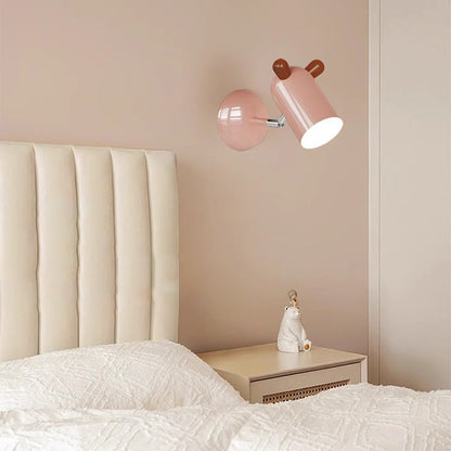 Modern Minimalist Kids Cute Cylinder Shade Iron Acrylic LED Wall Sconce Lamp For Bedroom
