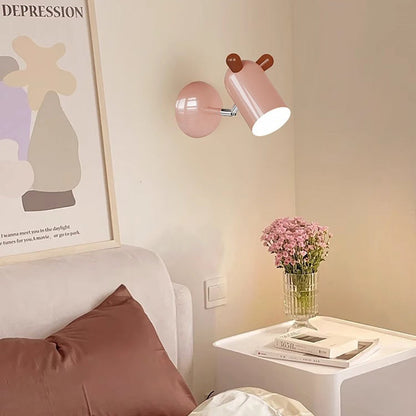 Modern Minimalist Kids Cute Cylinder Shade Iron Acrylic LED Wall Sconce Lamp For Bedroom