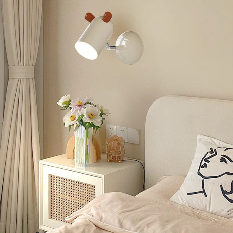Modern Minimalist Kids Cute Cylinder Shade Iron Acrylic LED Wall Sconce Lamp For Bedroom