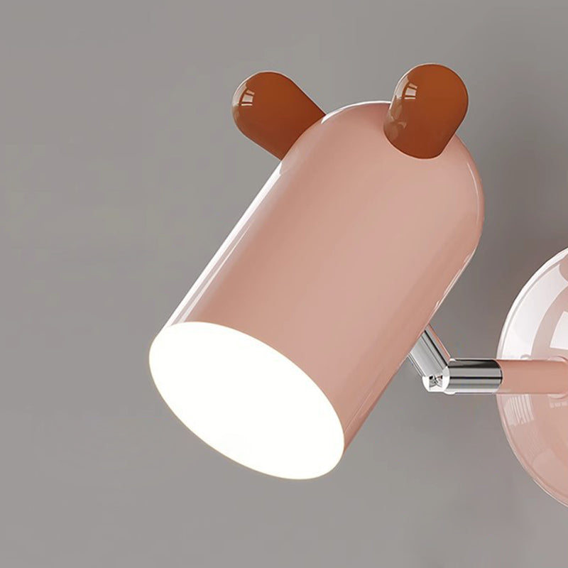 Modern Minimalist Kids Cute Cylinder Shade Iron Acrylic LED Wall Sconce Lamp For Bedroom