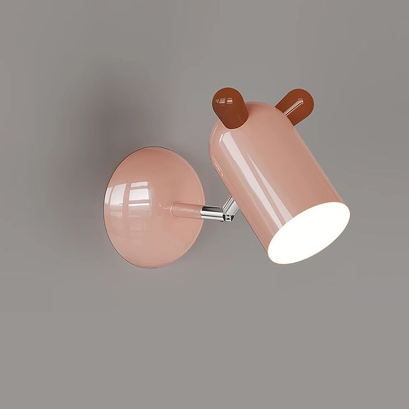 Modern Minimalist Kids Cute Cylinder Shade Iron Acrylic LED Wall Sconce Lamp For Bedroom