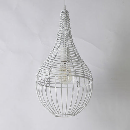 Modern Minimalist Metal Rattan Droplet Shape 1-Light Pendant Light For Dining Room