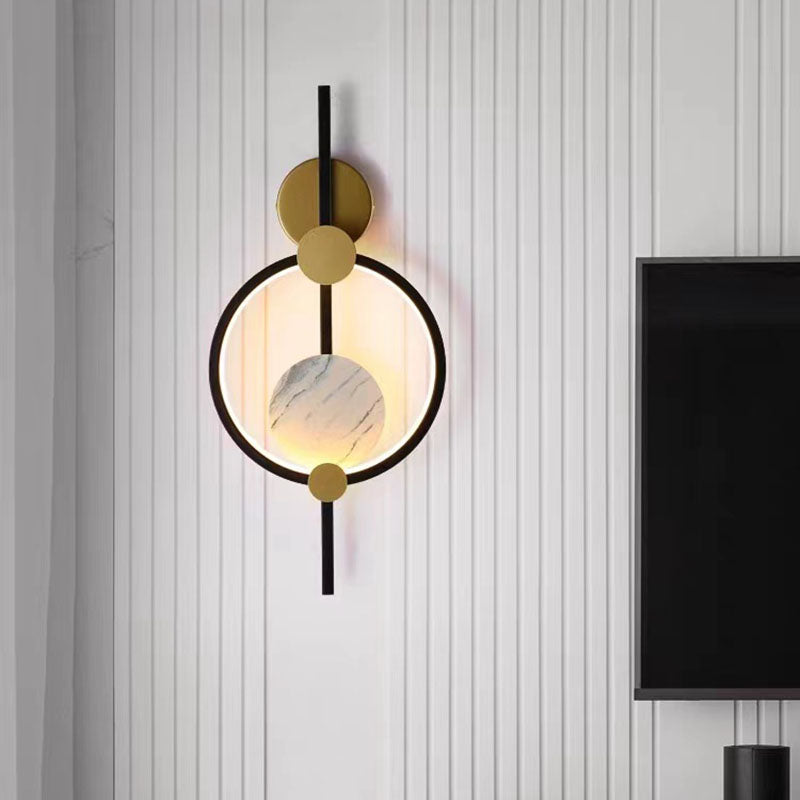 Modern Art Deco PVC & Iron Round LED Wall Sconce Lamp For Living Room