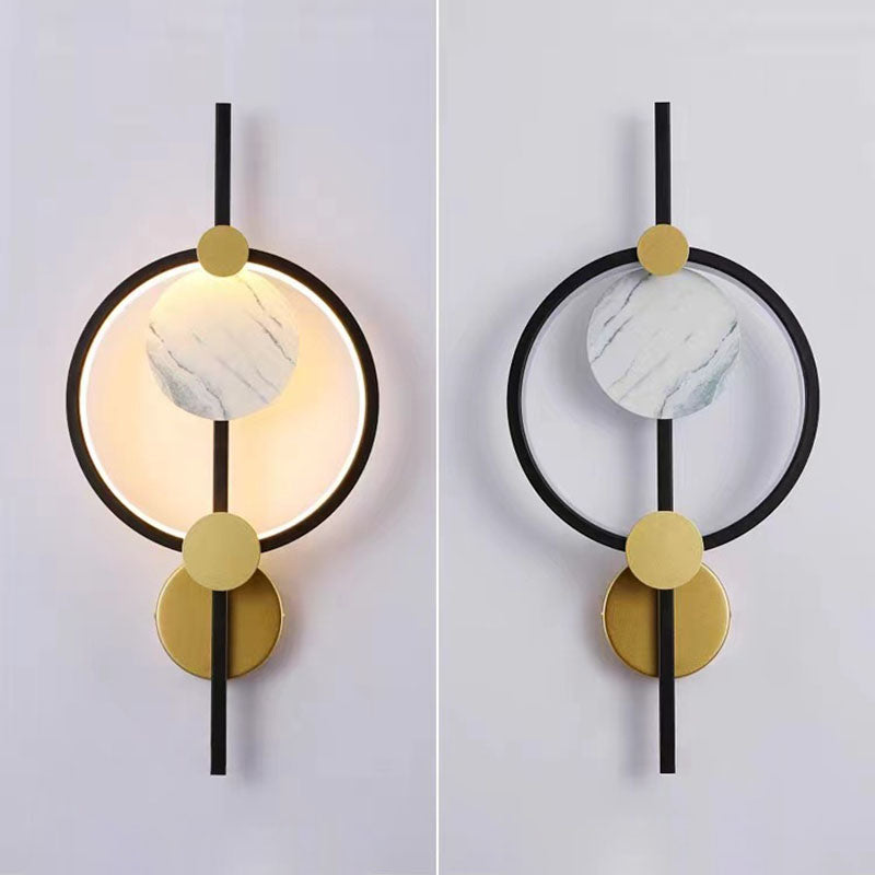 Modern Art Deco PVC & Iron Round LED Wall Sconce Lamp For Living Room