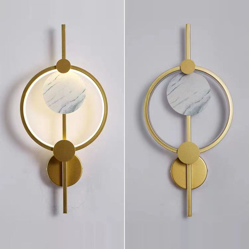 Modern Art Deco PVC & Iron Round LED Wall Sconce Lamp For Living Room