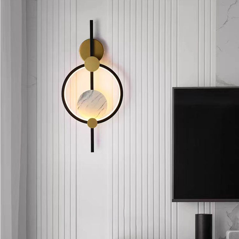 Modern Art Deco PVC & Iron Round LED Wall Sconce Lamp For Living Room