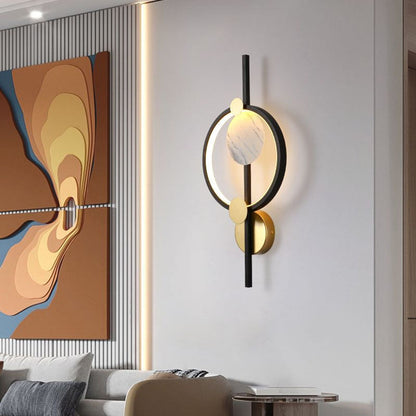 Modern Art Deco PVC & Iron Round LED Wall Sconce Lamp For Living Room