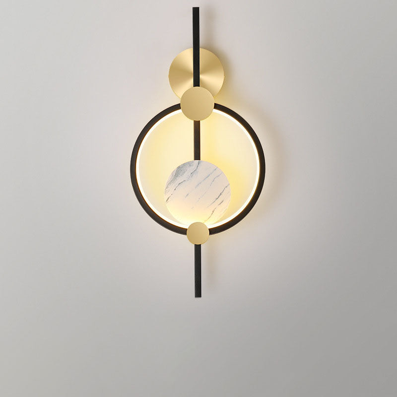 Modern Art Deco PVC & Iron Round LED Wall Sconce Lamp For Living Room