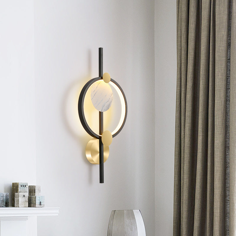 Modern Art Deco PVC & Iron Round LED Wall Sconce Lamp For Living Room