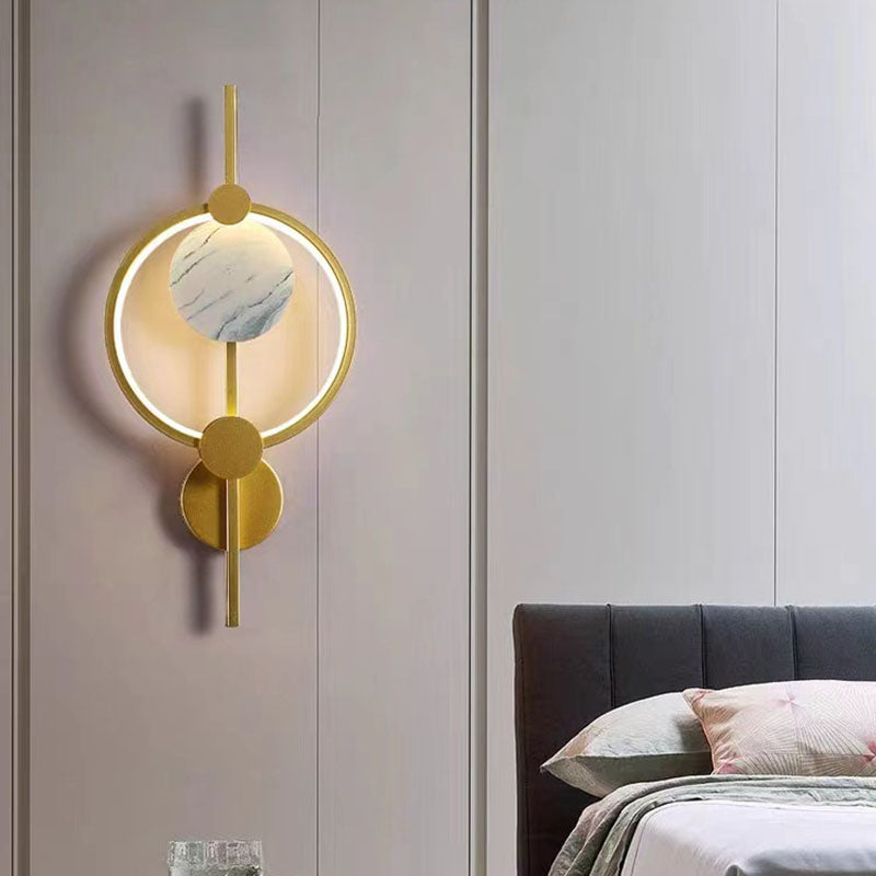 Modern Art Deco PVC & Iron Round LED Wall Sconce Lamp For Living Room