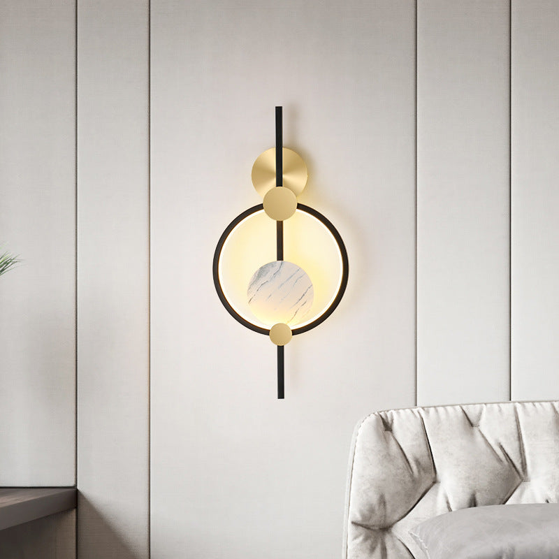 Modern Art Deco PVC & Iron Round LED Wall Sconce Lamp For Living Room