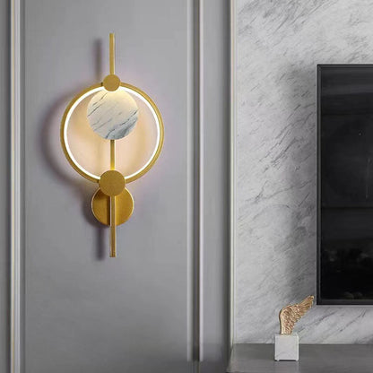 Modern Art Deco PVC & Iron Round LED Wall Sconce Lamp For Living Room