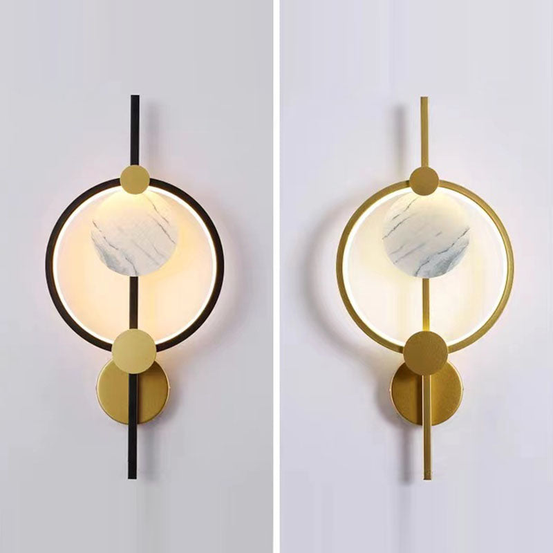 Modern Art Deco PVC & Iron Round LED Wall Sconce Lamp For Living Room