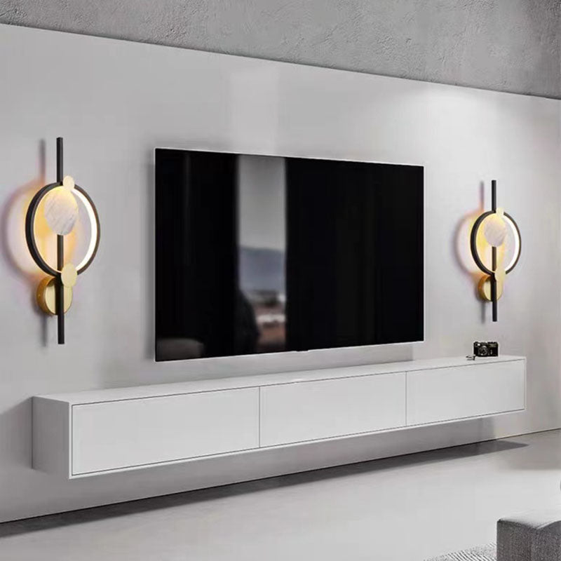 Modern Art Deco PVC & Iron Round LED Wall Sconce Lamp For Living Room