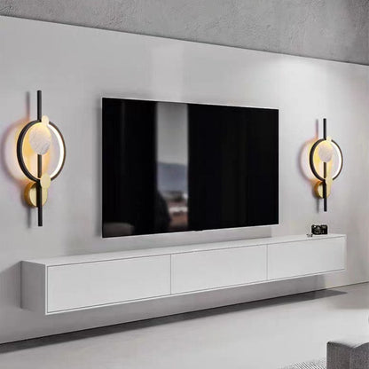 Modern Art Deco PVC & Iron Round LED Wall Sconce Lamp For Living Room