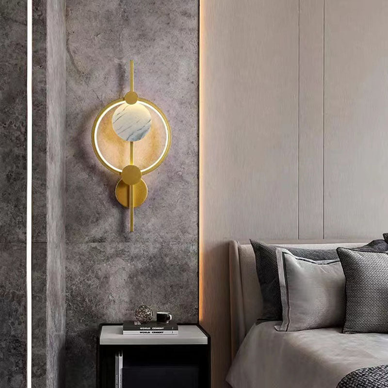 Modern Art Deco PVC & Iron Round LED Wall Sconce Lamp For Living Room