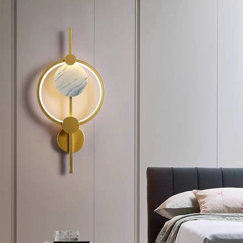 Modern Art Deco PVC & Iron Round LED Wall Sconce Lamp For Living Room