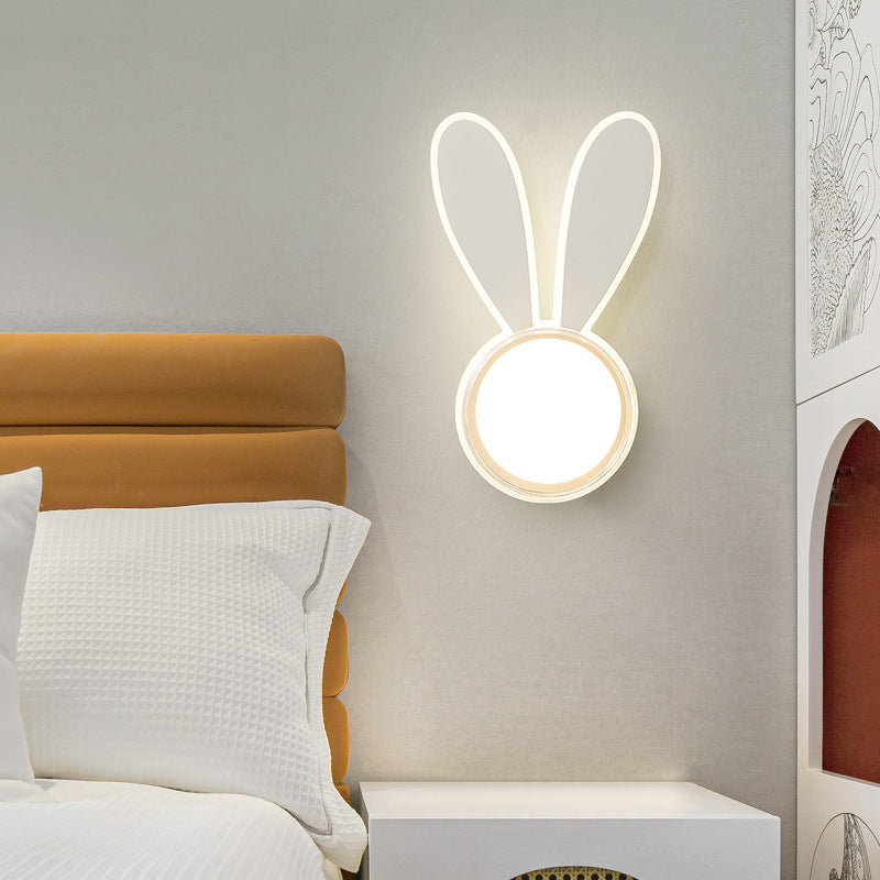 Modern Minimalist Kids Iron Acrylic Rabbit & Dolphin LED Wall Sconce Lamp for Bedroom