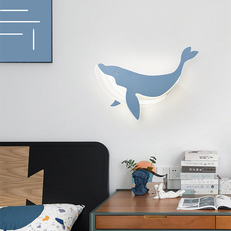Modern Minimalist Kids Iron Acrylic Rabbit & Dolphin LED Wall Sconce Lamp for Bedroom