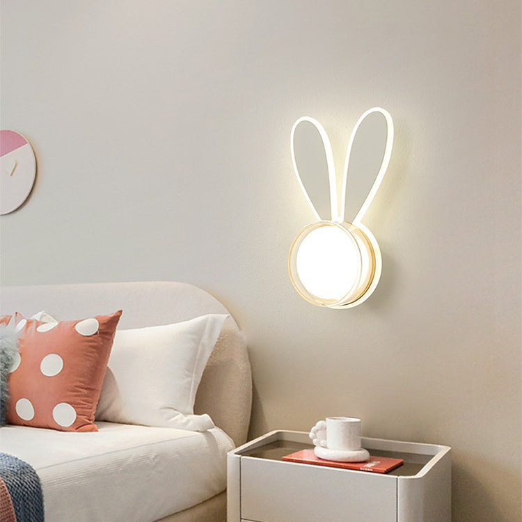 Modern Minimalist Kids Iron Acrylic Rabbit & Dolphin LED Wall Sconce Lamp for Bedroom