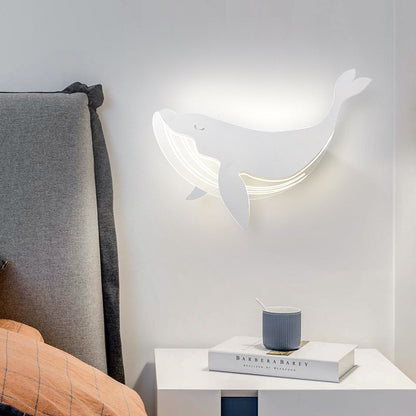 Modern Minimalist Kids Iron Acrylic Rabbit & Dolphin LED Wall Sconce Lamp for Bedroom