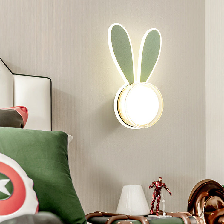 Modern Minimalist Kids Iron Acrylic Rabbit & Dolphin LED Wall Sconce Lamp for Bedroom