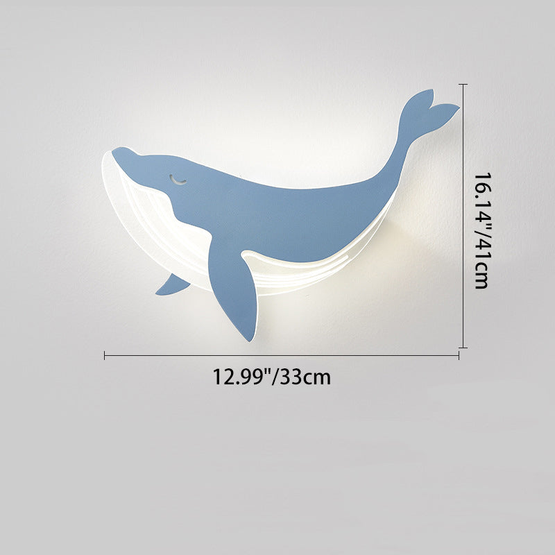 Modern Minimalist Kids Iron Acrylic Rabbit & Dolphin LED Wall Sconce Lamp for Bedroom