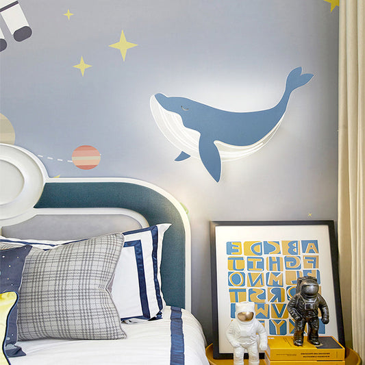 Modern Minimalist Kids Iron Acrylic Rabbit & Dolphin LED Wall Sconce Lamp for Bedroom