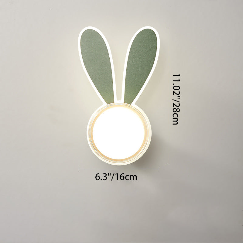 Modern Minimalist Kids Iron Acrylic Rabbit & Dolphin LED Wall Sconce Lamp for Bedroom