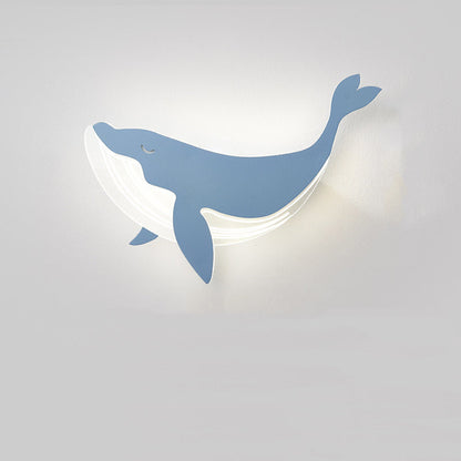 Modern Minimalist Kids Iron Acrylic Rabbit & Dolphin LED Wall Sconce Lamp for Bedroom