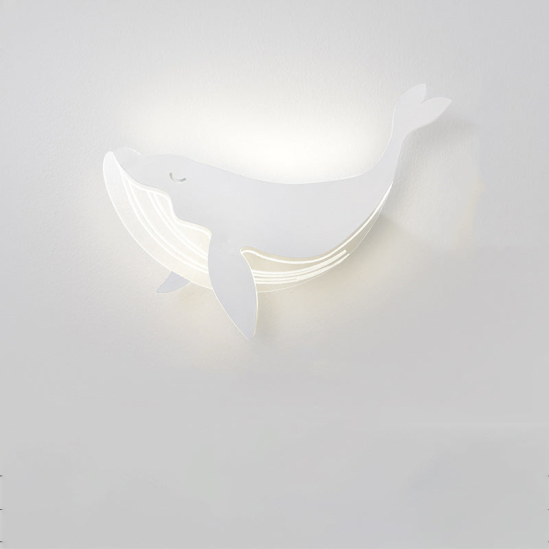 Modern Minimalist Kids Iron Acrylic Rabbit & Dolphin LED Wall Sconce Lamp for Bedroom