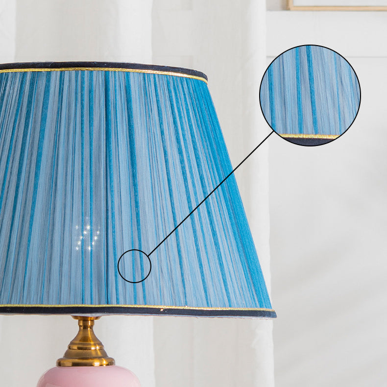 Traditional Chinese Vase Ceramics Metal Fabric 1-Light Table Lamp For Bedroom