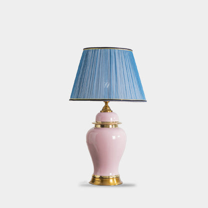 Traditional Chinese Vase Ceramics Metal Fabric 1-Light Table Lamp For Bedroom