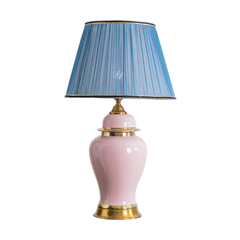 Traditional Chinese Vase Ceramics Metal Fabric 1-Light Table Lamp For Bedroom