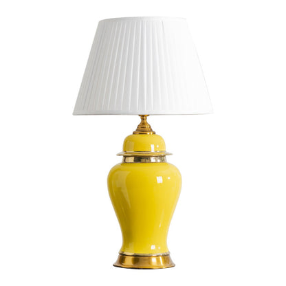 Traditional Chinese Vase Ceramics Metal Fabric 1-Light Table Lamp For Bedroom