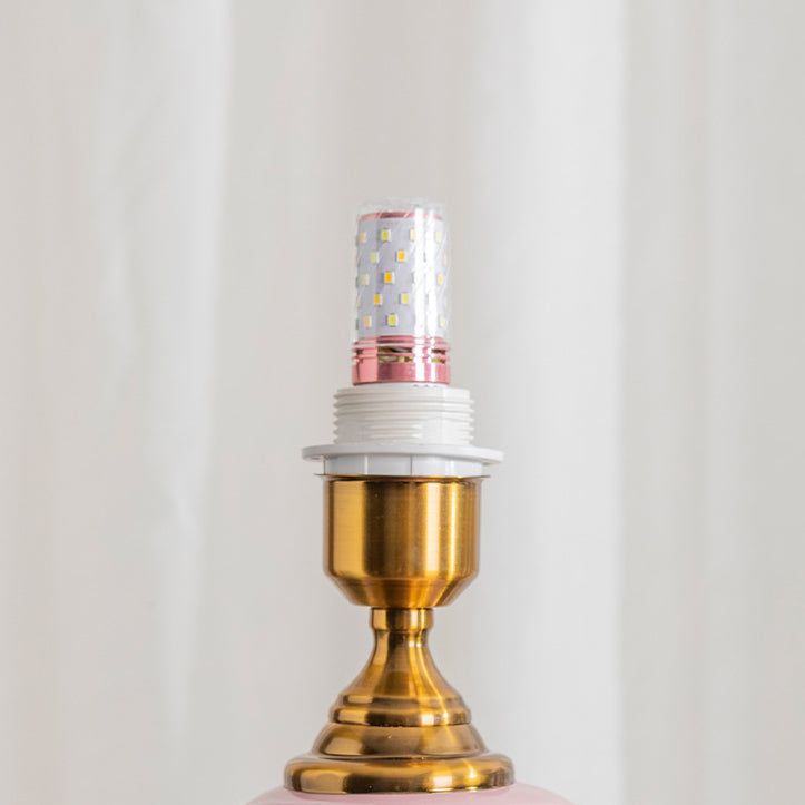 Traditional Chinese Vase Ceramics Metal Fabric 1-Light Table Lamp For Bedroom